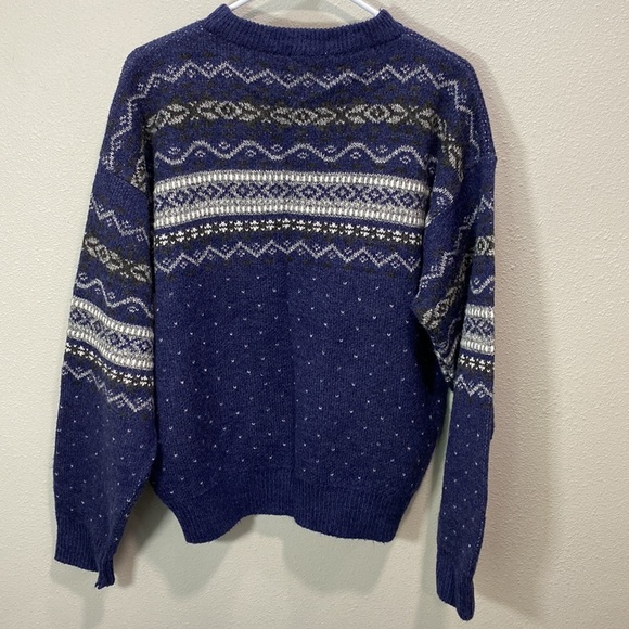 John Ashford made in Italy wool blend sweater fair isle Nordic - Picture 4 of 6